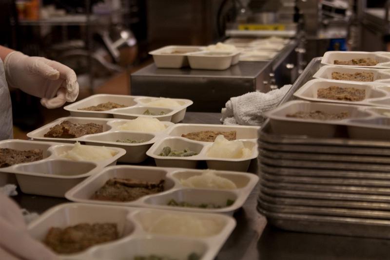 Students cooking in a kitchen