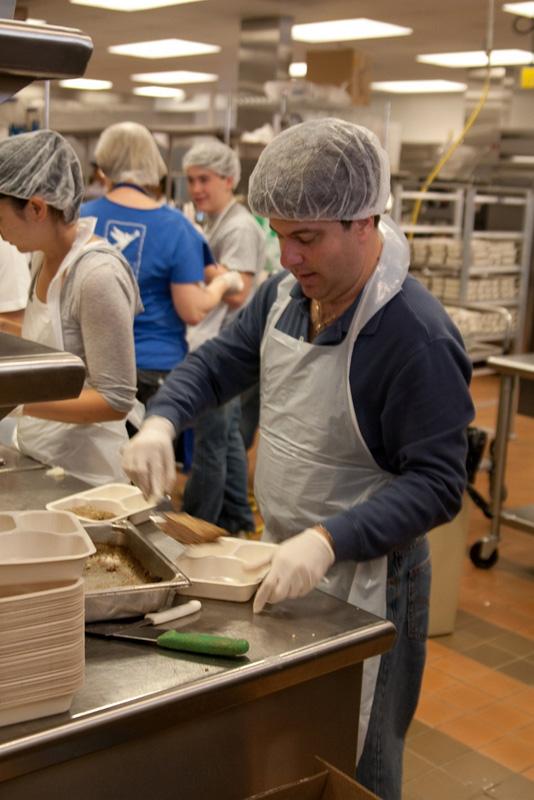 Students cooking in a kitchen