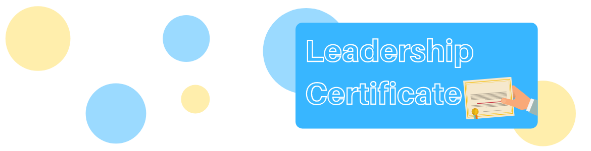 "leadership certificate" blue background with animated hand holding a certificate