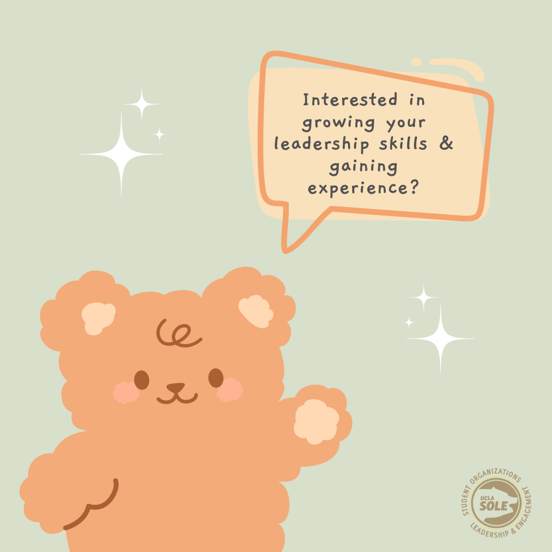 A bear asks "Interested in growing your leadership skills & gaining experience?"